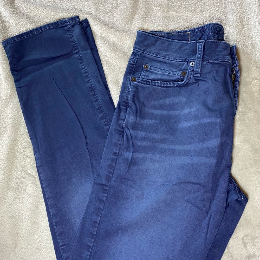 American Eagle Outfitters Slim Active Flex Blue Twill 5 Pocket Pants Jeans Style